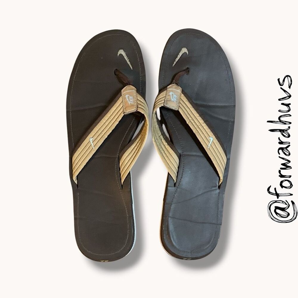 Nike 72 Brown Tan Flip Flop Sandals Men’s 10 Women’s 11.5 - Picture 3 of 6